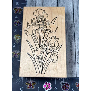 Great Impressions Tall Iris Flowers H80 Rubber Stamp Wood #Q21‎